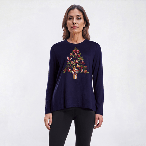 Womens Hasting & Smith Christmas Cardinal Hacci Tee