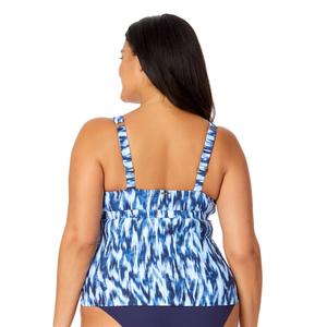 Plus Size Anne Cole Tie Dye Ikat Plunge Tankini Swim Top alternate view