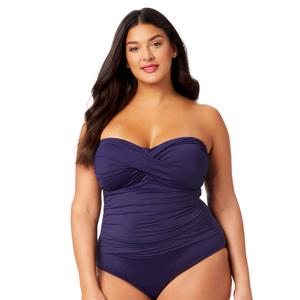 Plus Size Anne Cole Solid Twist Front Shirred One Piece Swimsuit