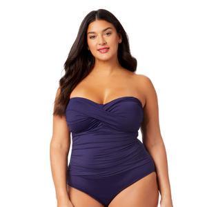 Plus Size Anne Cole Solid Twist Front Shirred One Piece Swimsuit alternate view