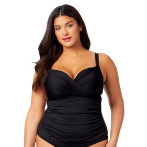 Plus Size Anne Cole Solid Twist Front Underwire Tankini Swim Top