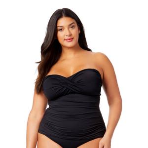 Plus Size Anne Cole Solid Twist Front Shirred Tankini Swim Top alternate view