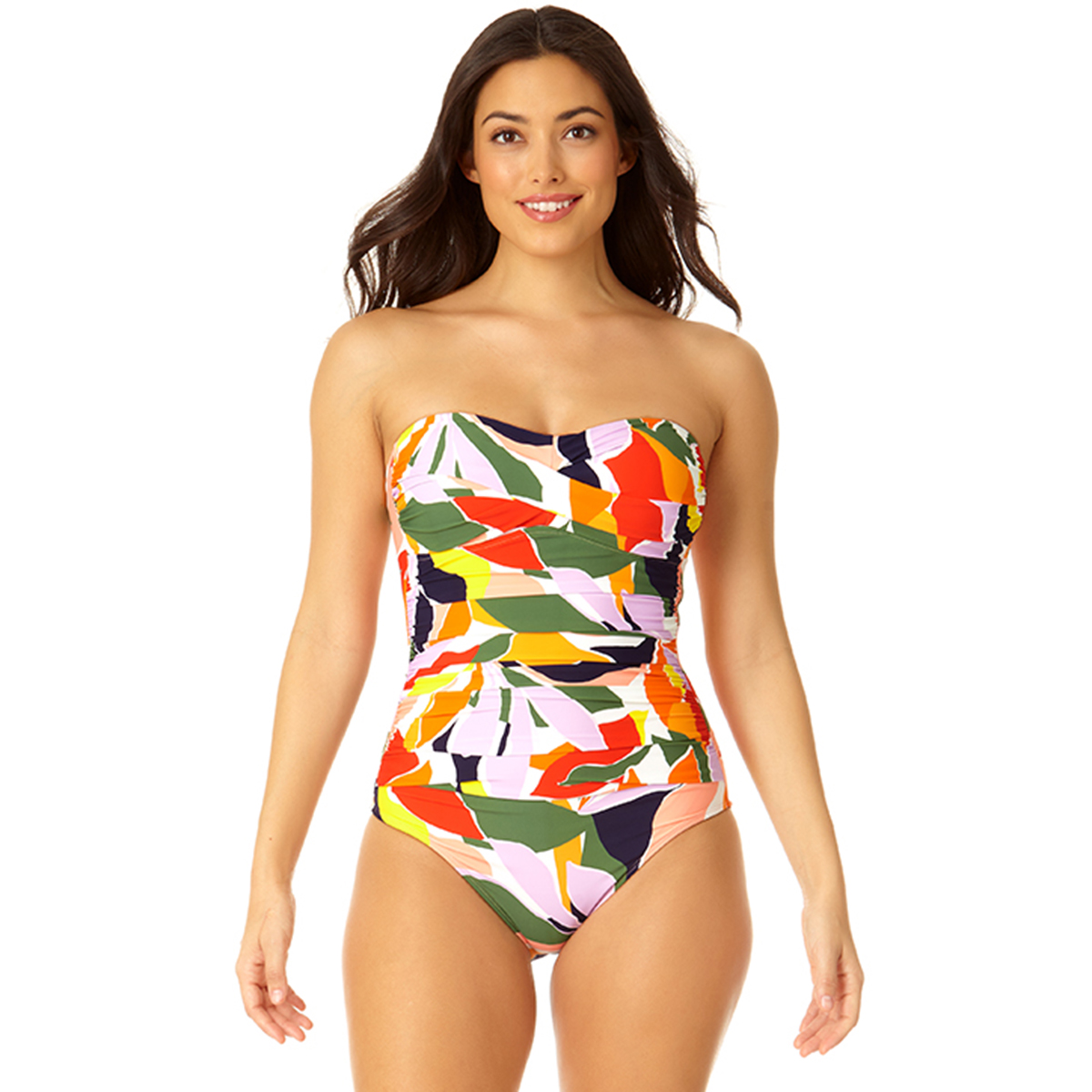 Womens Anne Cole Twist Front Shirred One Piece Swimsuit