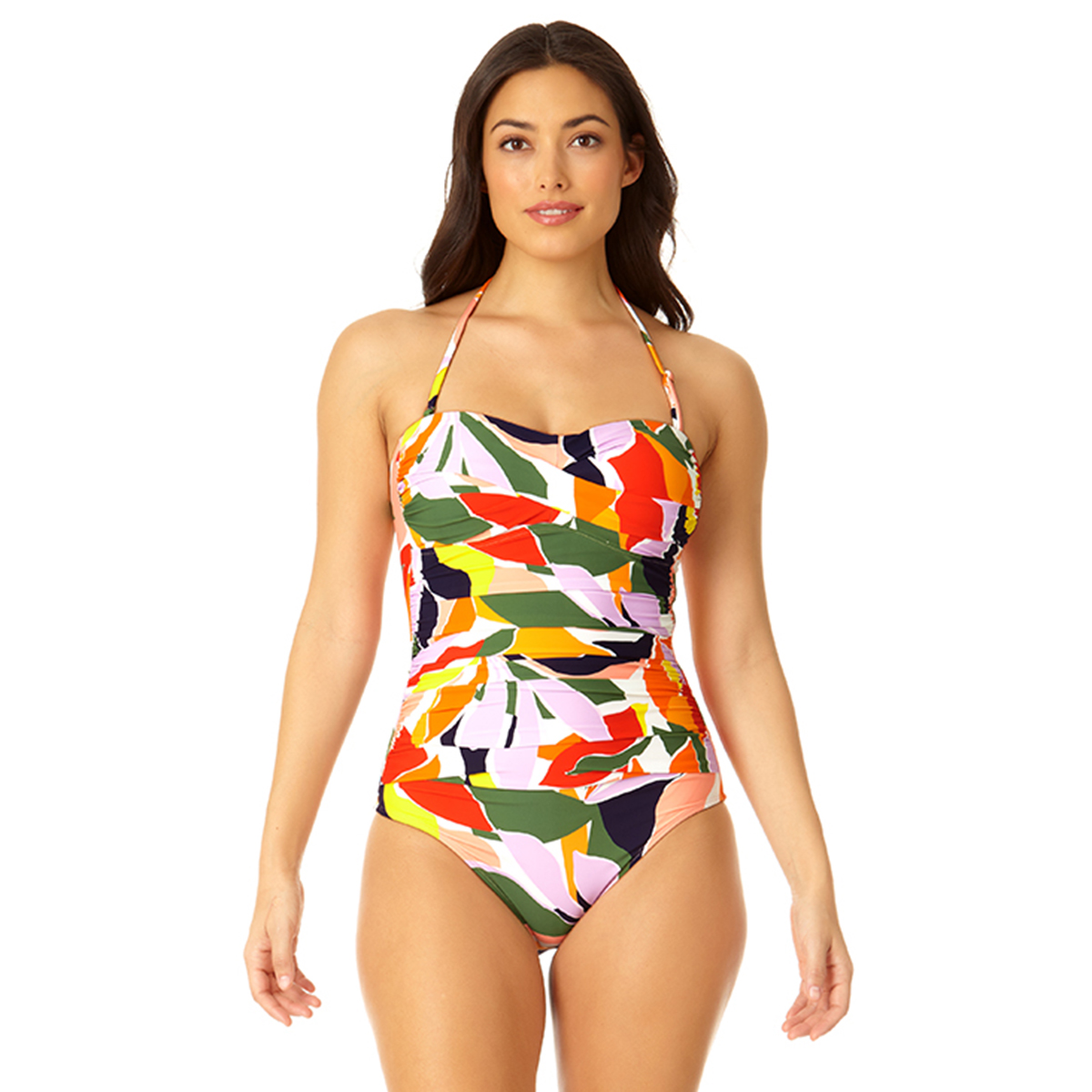 Womens Anne Cole Twist Front Shirred One Piece Swimsuit