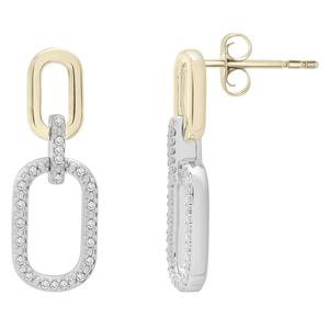 Two-Tone Lab Grown Diamond Link Dangle Earrings