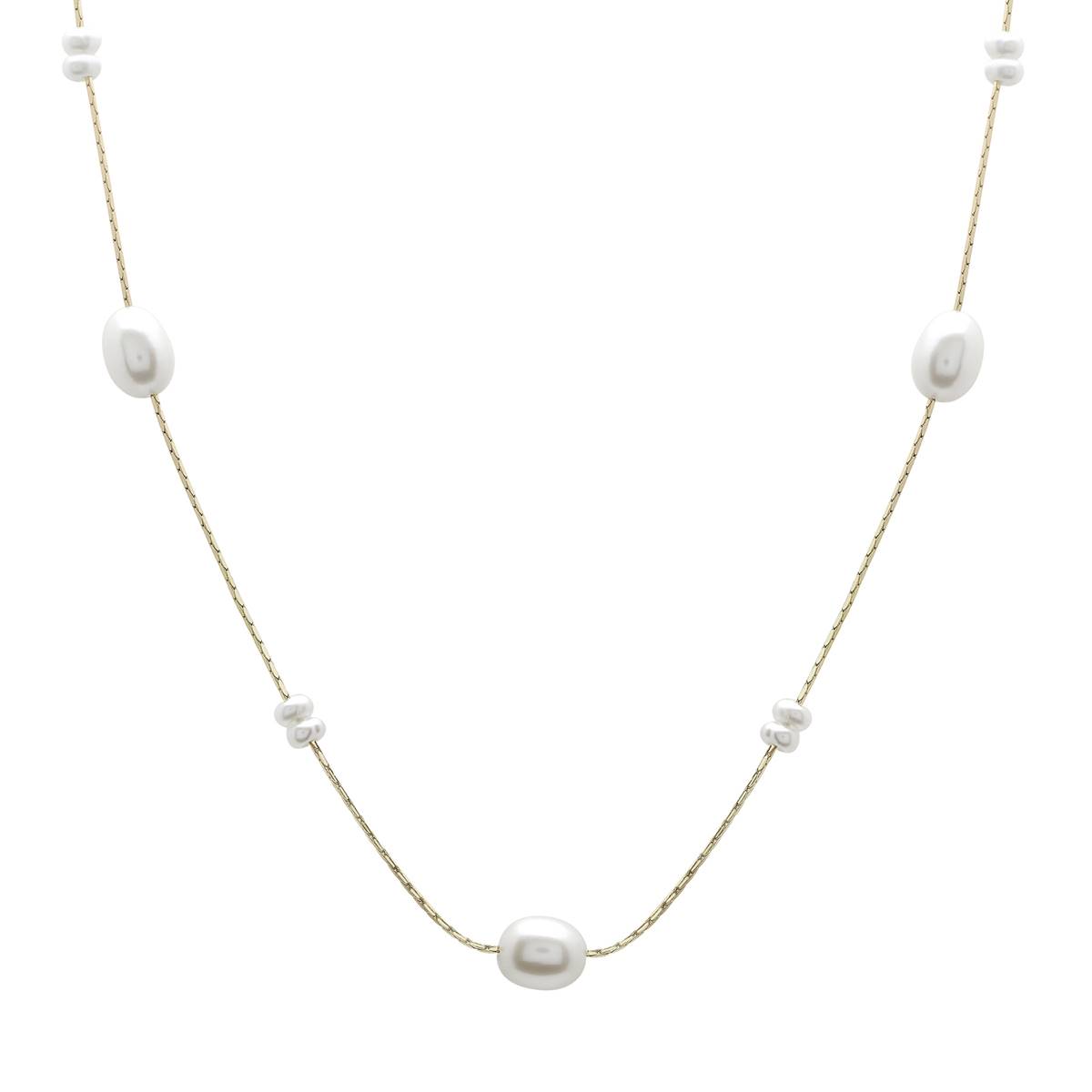 Precious Elegance(tm) 14kt. Gold Plated Pearl Beaded Necklace