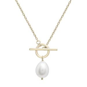 Precious Elegance(tm) 14kt. Gold Plated Pearl Toggle Necklace