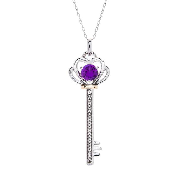 Gemstone Classics(tm) Amethyst Key Pendant Necklace