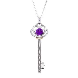 Gemstone Classics(tm) Amethyst Key Pendant Necklace