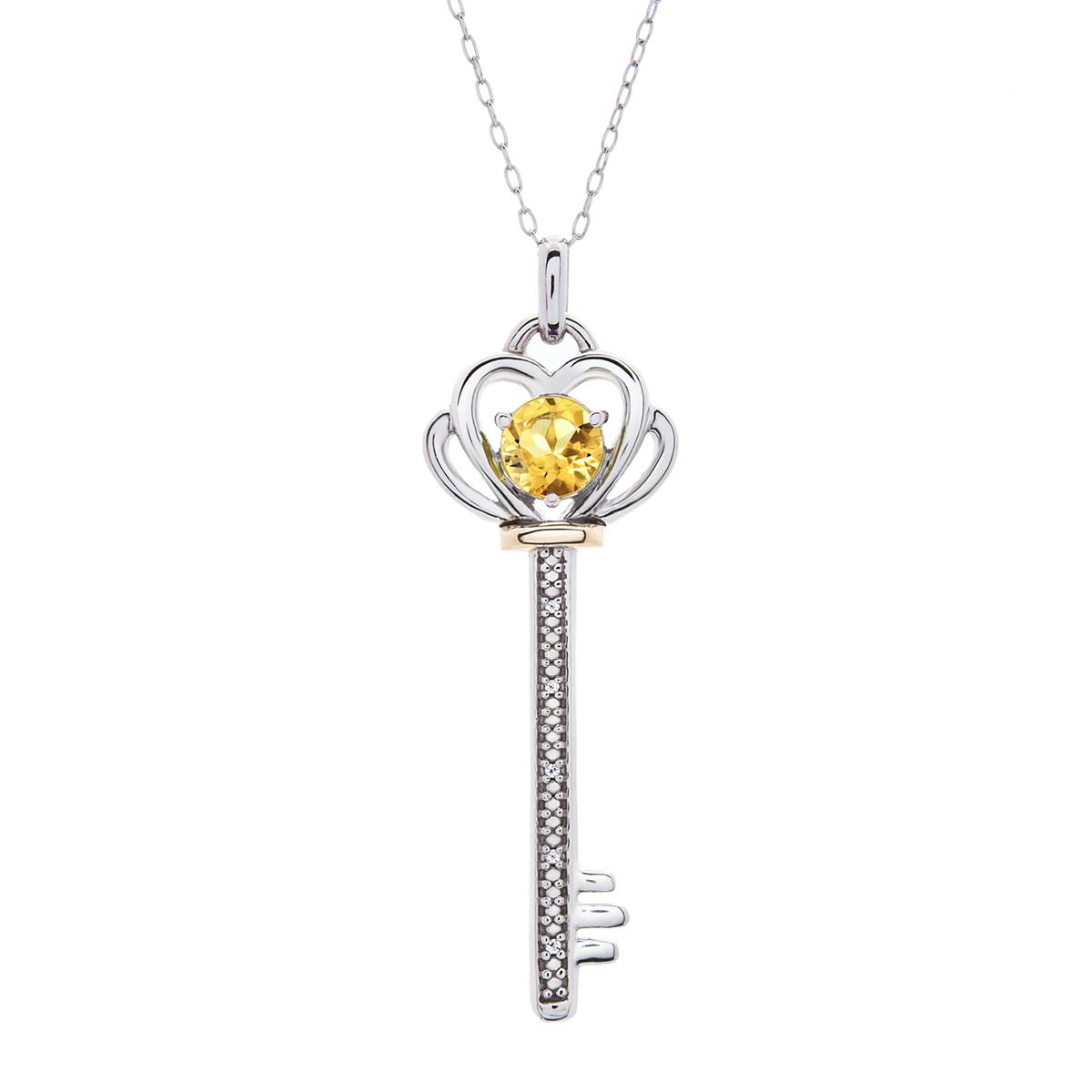 Gemstone Classics(tm) Citrine & Diamond Key Pendant