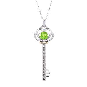 Gemstone Classics(tm) Peridot & Diamond Key Pendant