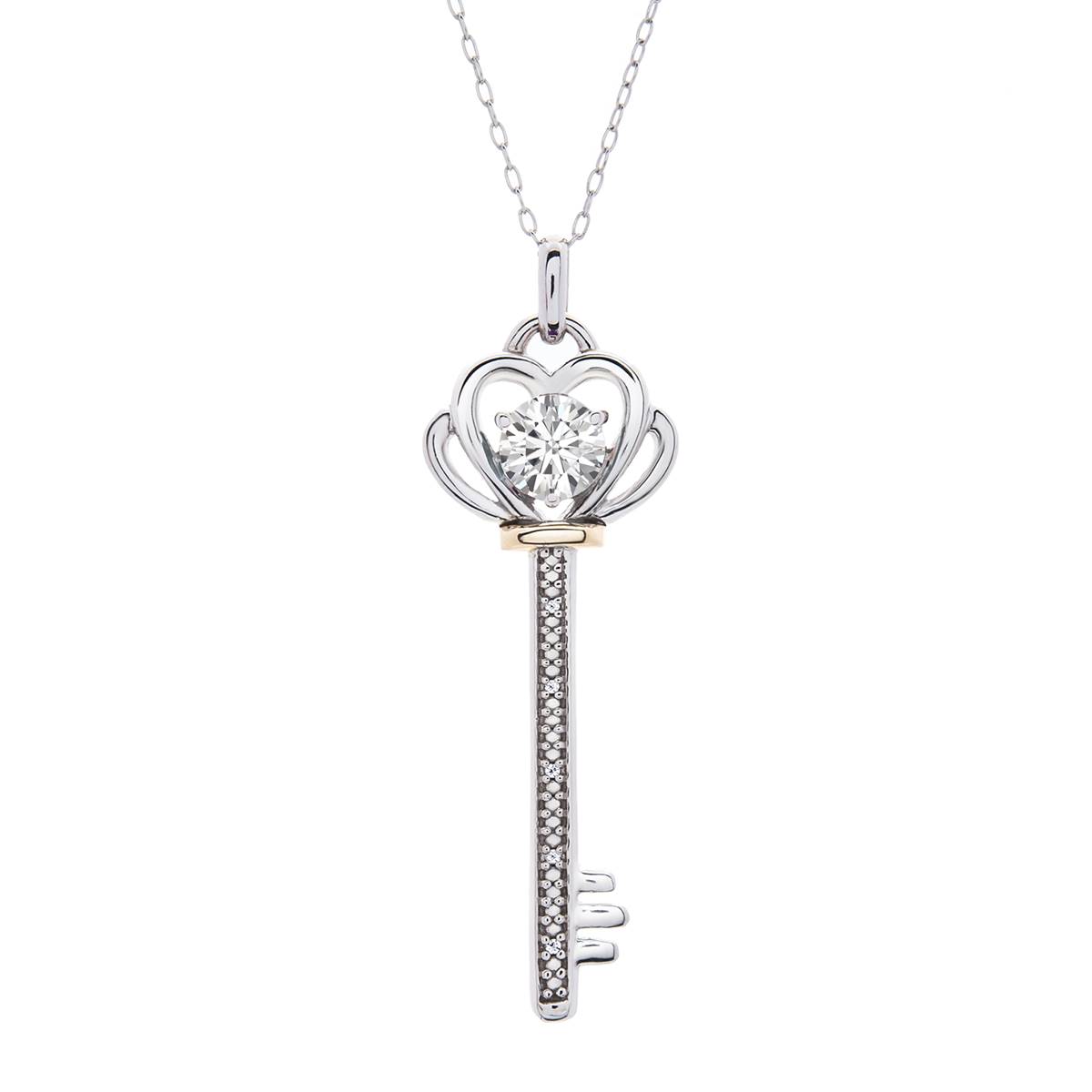 Gemstone Classics(tm) White Sapphire Key Pendant Necklace