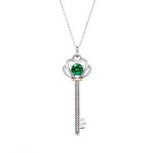 Gemstone Classics(tm) Created Sapphire Sterling Silver Key Pendant