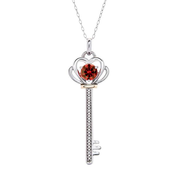 Gemstone Classics(tm) Garnet Key Pendant Necklace