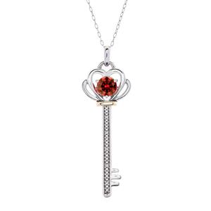 Gemstone Classics(tm) Garnet Key Pendant Necklace