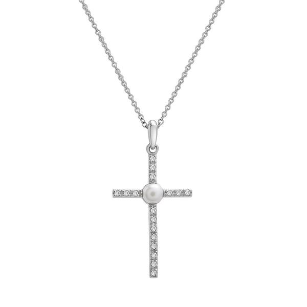 Precious Elegance(tm) Cross & Pearl Center Pendant Necklace