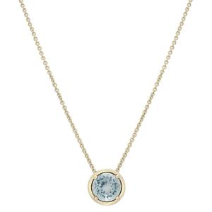 Gold-Plated Lab-Grown Aqua Center Stone Pendant Necklace