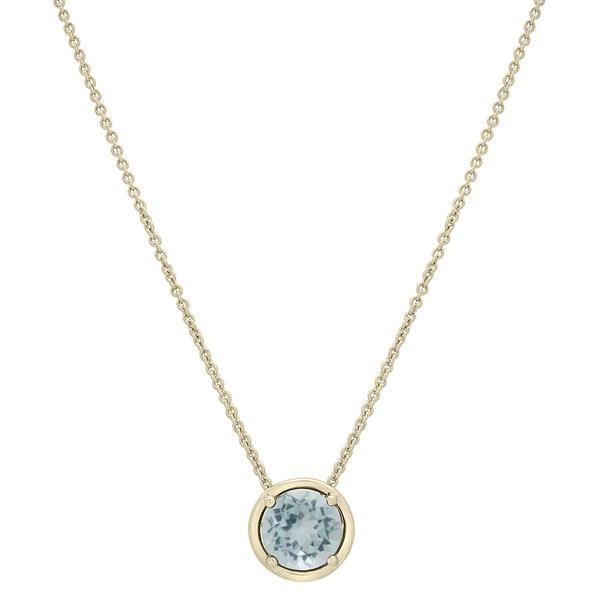Gold-Plated Lab-Grown Aqua Center Stone Pendant Necklace
