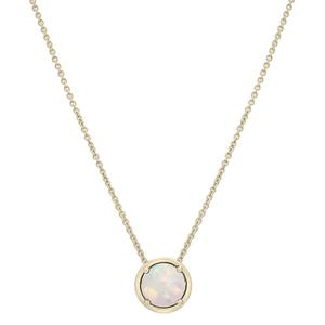 Gold-Plated Lab-Grown Opal Center Stone Pendant Necklace
