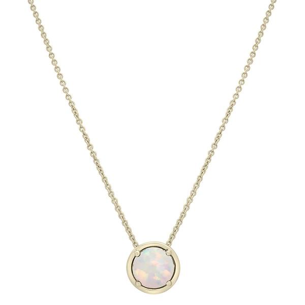 Gold-Plated Lab-Grown Opal Center Stone Pendant Necklace