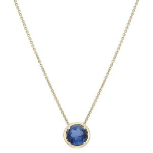 Gold-Plated Lab-Grown Sapphire Center Stone Pendant Necklace