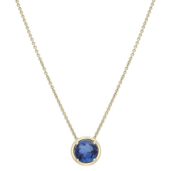 Gold-Plated Lab-Grown Sapphire Center Stone Pendant Necklace