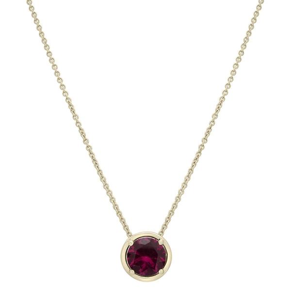 Gold-Plated Garnet Center Stone Pendant Necklace