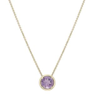 Gold-Plated Amethyst Center Stone Pendant Necklace