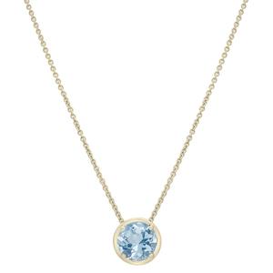 Gold-Plated Sterling Silver Blue Topaz Stone Pendant Necklace