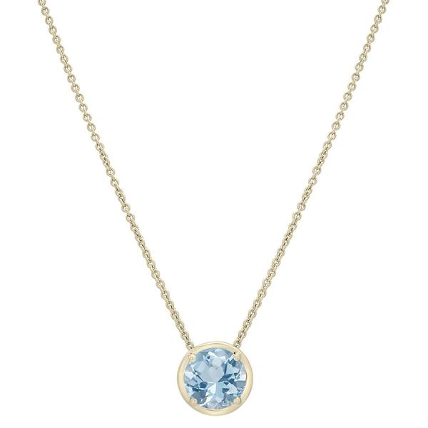 Gold-Plated Sterling Silver Blue Topaz Stone Pendant Necklace