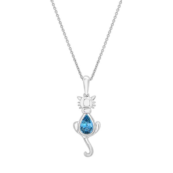 Gemstone Classics(tm) Sterling Silver Blue Topaz Cat Pendant