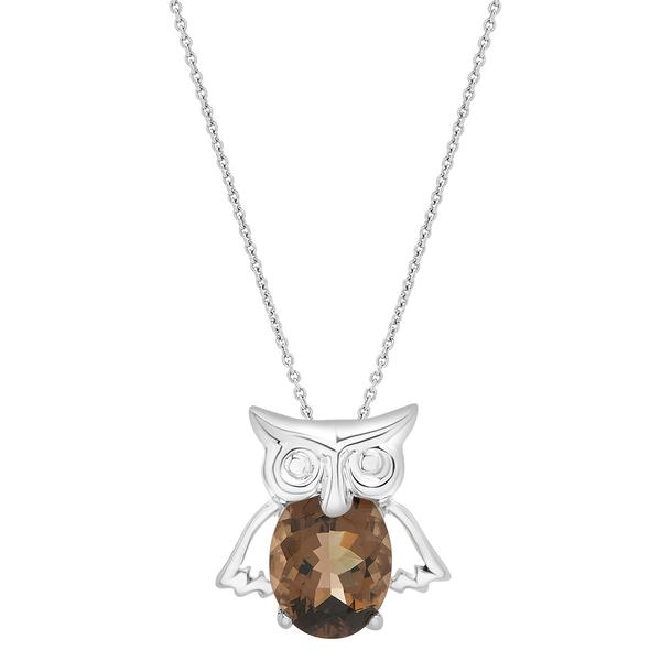 Gemstone Classics(tm) Sterling Silver Smokey Quartz Owl Pendant