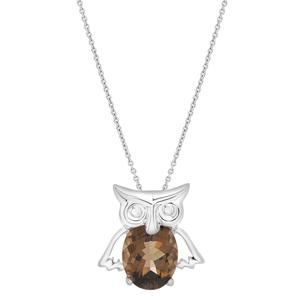 Gemstone Classics(tm) Sterling Silver Smokey Quartz Owl Pendant