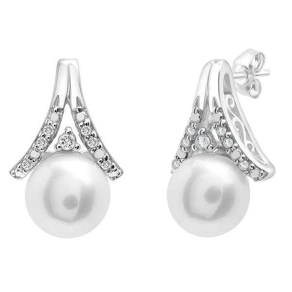 Gemstone Classics(tm) 1/20ctw. Diamond Pearl Earirngs