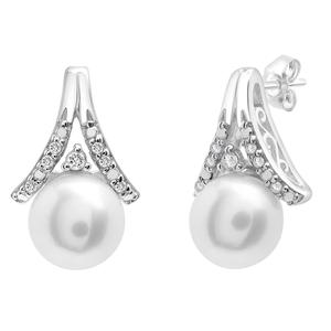 Gemstone Classics(tm) 1/20ctw. Diamond Pearl Earirngs