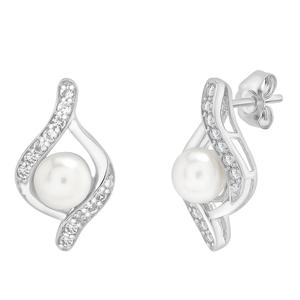 Gemstone Classics(tm) Lab Grown White Sapphire Pearl Earrings