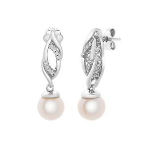 Gemstone Classics(tm) Sterling Silver Pearl & Sapphire Drop Earrings