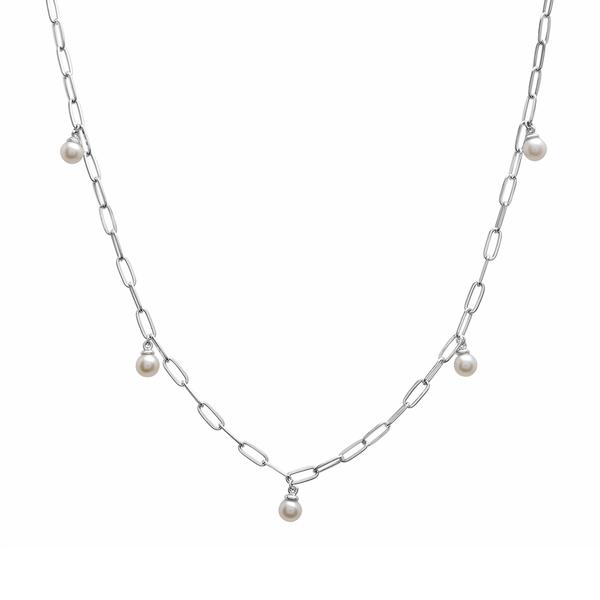 Gemstone Classics(tm) Sterling Silver Pearl Trendy Chain Necklace