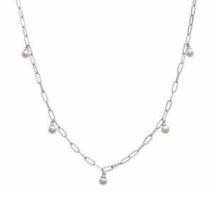 Gemstone Classics(tm) Sterling Silver Pearl Trendy Chain Necklace