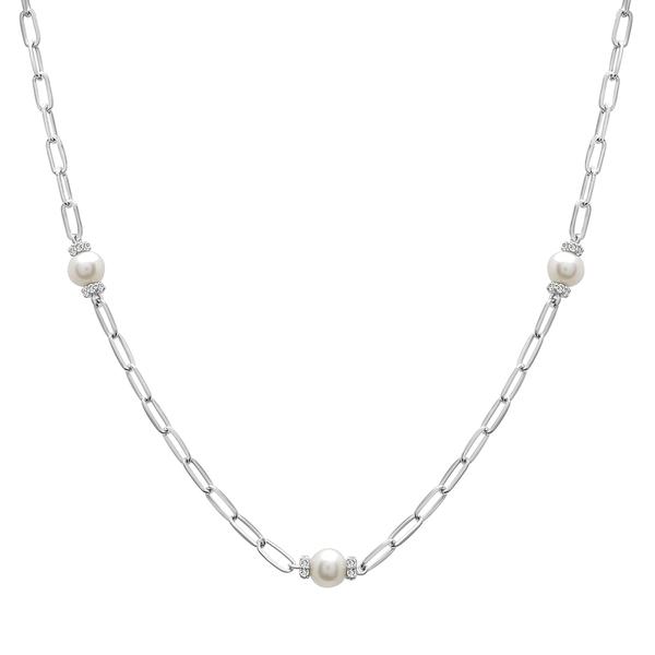 Gemstone Classics(tm) Sterling Silver Pearl Trendy Necklace