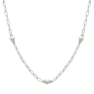 Gemstone Classics(tm) Sterling Silver Pearl Trendy Necklace