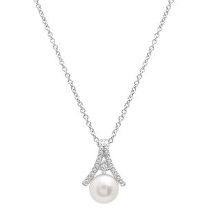 Gemstone Classics(tm) Sterling Silver Diamond Pearl Pendant