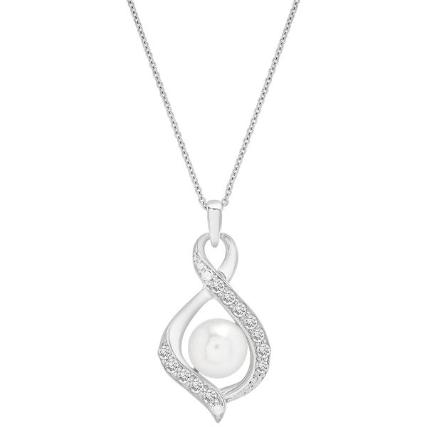 Gemstone Classics(tm) Lab Grown White Sapphire Pearl Pendant