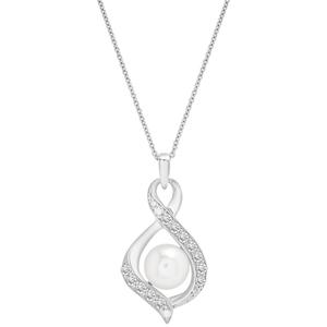 Gemstone Classics(tm) Lab Grown White Sapphire Pearl Pendant