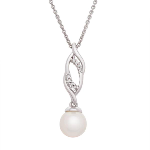 Gemstone Classics(tm) Sterling Silver Pearl & White Sapphire Pendant