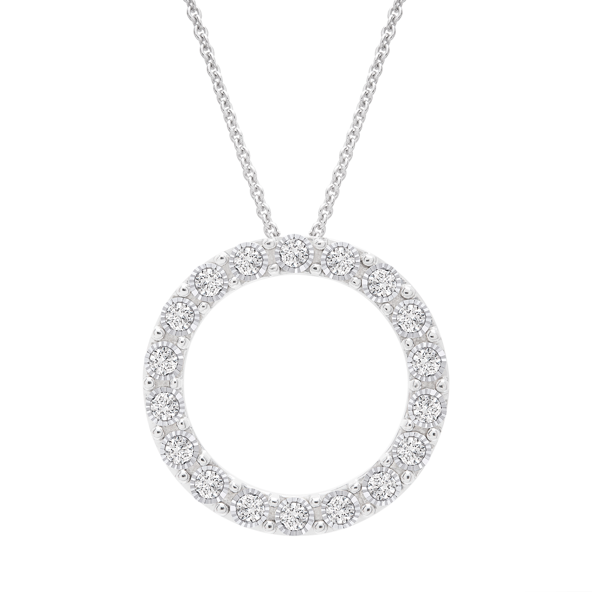 Diamond Classics(tm) Sterling Silver 1/10ctw. Circle Pendant