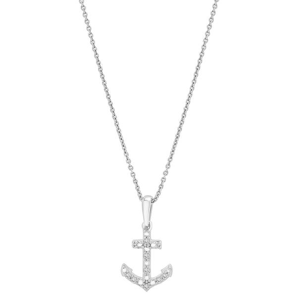 Diamond Classics(tm) Sterling Silver 1/20ctw. Diamond Anchor Pendant