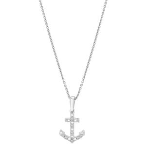 Diamond Classics(tm) Sterling Silver 1/20ctw. Diamond Anchor Pendant alternate view