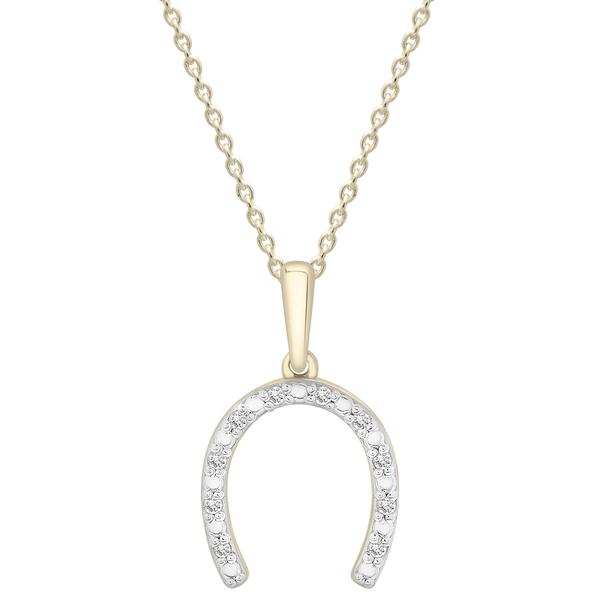 Diamond Classics(tm) Yellow Gold Plated & Diamond Horseshoe Pendant alternate view