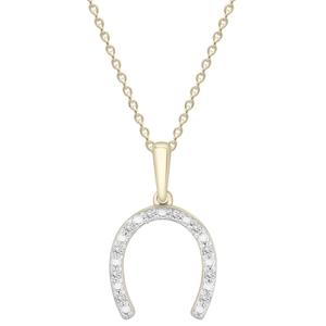 Diamond Classics(tm) Yellow Gold Plated & Diamond Horseshoe Pendant alternate view